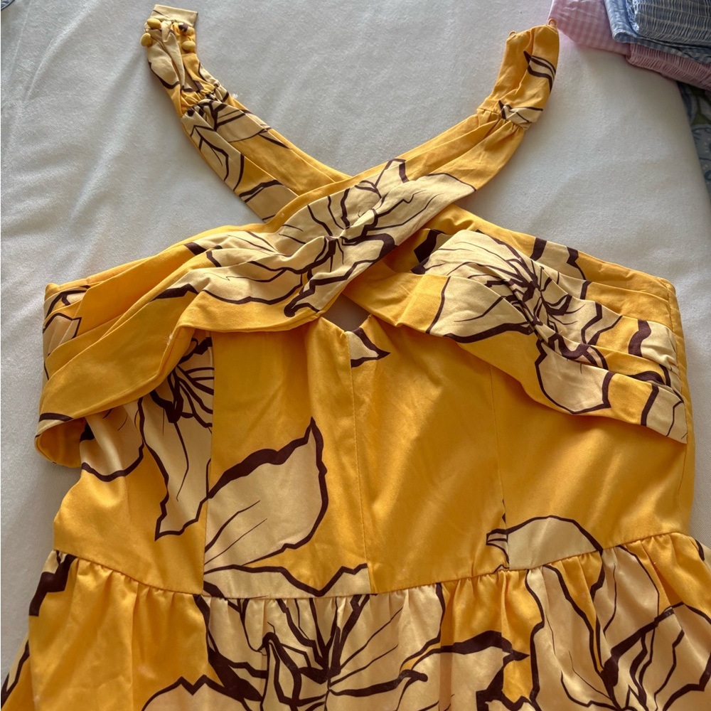 Hutch Anthropologie Yellow Floral Halter Dress - Picture 4 of 6